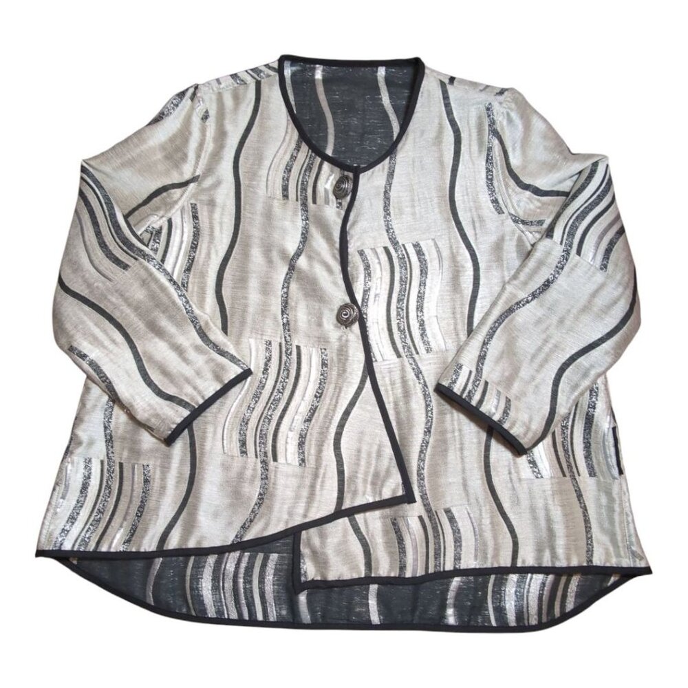 I-Reversibles Reversible Jacket Abstract Artsy Art to Wear Lagenlook Womens L/XL